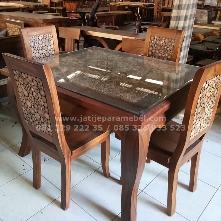 Set Kursi Makan Minimalis Kayu Jati Jjm Skmn Jati Jepara Mebel