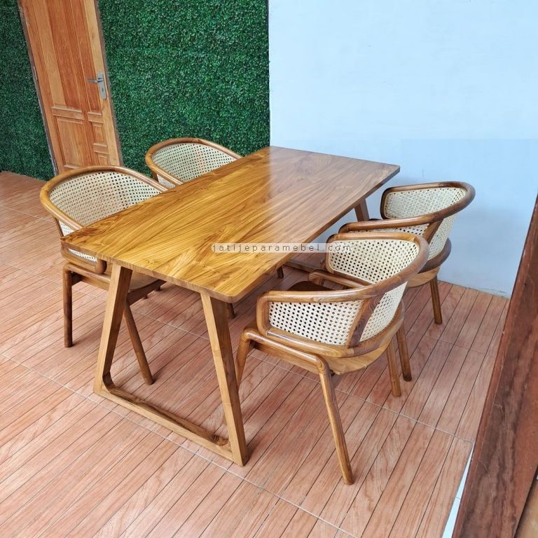 Set Kursi Makan Minimalis Kayu Jati Jjm Skmn Jati Jepara Mebel